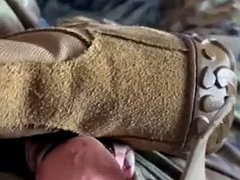Leie, Armee, Stiefel, Spermaladung, Füsse, Schwul, Masturbation, Solo