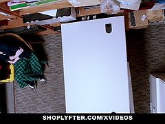 Lexi Lore caught stealing and punished with a hard fuck in the shop