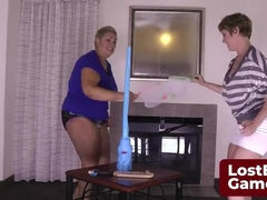 Hot Lesbian Striptease Game with Dee Williams and Chels - Big Tits, Grinding & Dirty Fun