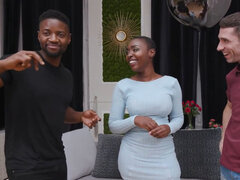 Hot Black Threesome Gets Hard Fucked and Cum in Mouth