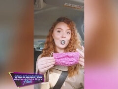 High heels fetish, fucking a dildo, public nudity