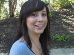 Solo flashing act by amateur brunette in local park