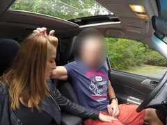 18 jaar, Kont, Auto, Europees, Handbeurt, Geld, Roodharige vrouw, Tiener