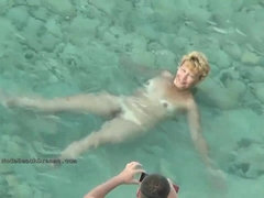 素人, ビーチ, 茶髪の, ヌード, ティーン, オッパイの