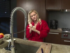 Perky tits blonde Chloe Foster - Countertop masturbation with small toy