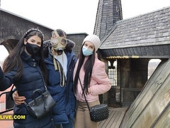 Gezin, Vrouw, Handbeurt, Hd, Masker, Orgasme, Zusters, Trio