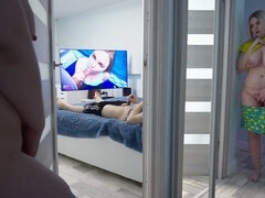 Enthousiasteling, Amerikaans, Grote lul, Grote mammen, Stel, Vingeren, Huisgemaakt, Bekijker