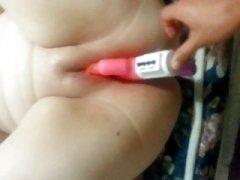 White gal getting toys on both holes and plus anal sex