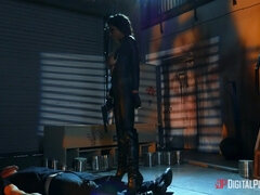 Язык в попке, Бондаж, Сперма на лице, Джинсы, Лесбиянка, Лизание, Душ, Между сисек