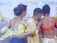 Asiatisch, Schwanz, Frau, Gruppe, Handjob, Hausfrau, Indisch, Lesbisch