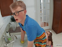 フェラチオ, 茶髪の, キッチン, コキ, ティーン