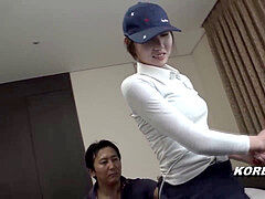 Korean golf starlet is horny as tear up and films movie