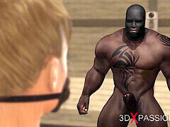 3d, アナル, お尻, 緊縛, デカチン, 奴隷