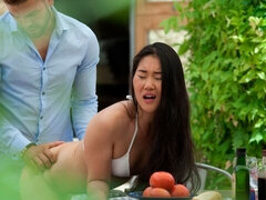 Asiático, Culo, Estilo perrito, Pajear, Lamidas, Al aire libre, Coño, Tetas