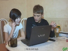 デカパイ, フェラチオ, 茶髪の, チン, ハードコア, Hd, ティーン, 三人