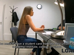 Vorstellungsgespräch, Studentin, Hundestellung, Hd, Geld, Büro, Zierlich, Jungendliche (18+)