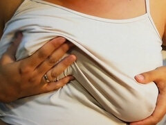 Milk boobs, adult breastfeeding, guy fingering pussy