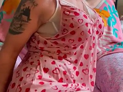 Enthousiasteling, Grote lul, Travestiet, Vingeren, Homo, Moeder, Panty, Slet