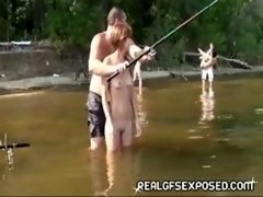 Fishing with some naked Russian 18-19 y.o. chicks