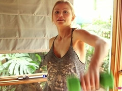 Blondine, Einschiebung, Orgasmus, Rasiert, Solo