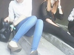 Bisexual, Búlgaro, Tacones, Al aire libre, Fumando