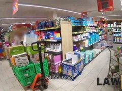 Küken, the hot brunette, gets roughed up and arrested by security officer in 4K