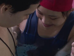 Asiático, Mamada, Polla, Pajear, Japonés, Adolescente, Trio, Bajo el agua