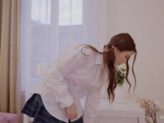 巨乳な, 大学生, レズビアン, ポルノスター, 赤毛, 女子高生, 一人, ストッキング