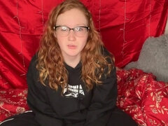 tattooed redhead girl next door in eyeglasess - PAWG masturbating on webcam
