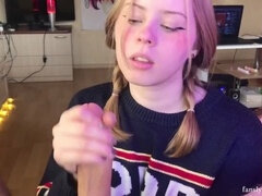 Любители, Блондинки, Минет, Сперма во рту, Семяизвержение, Огромный член, Чудовищные размеры, Косички