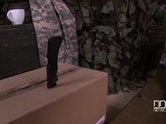 アナル, 軍人, ブロンド, ダブル開発, 挿入, 一人, タトゥー, オッパイの