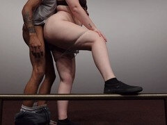 Blonde girl gets fucked in a cinema by big black cock and creampied