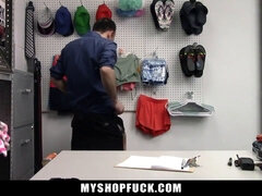 Watch as Mall Officer mercilessly punishes a teen thief for being a naughty shoplifter