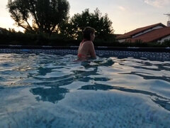 Rubia, Pareja, Francés, Hd, Casero, Piscina, Tatuaje, Bajo el agua
