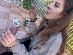 Outdoor blowjob, outdoor, outdoor public sex