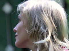 Rubia, Erótico, Masturbación, Desnudo, Al aire libre, Público, Solo, Tetas