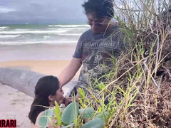 Strand, Grote kont, Pijpbeurt, Bedriegen, Reusachtig, Man, Latijnse vrouw, Naakt