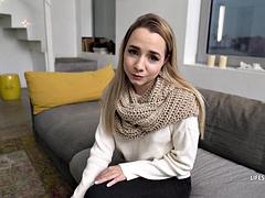 PoV cute tiny blonde: Blowjob, Cumshot  Big Dick Porn