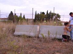 Grote mammen, Vriendje, Bruinharig, Sperma shot, Openbaar