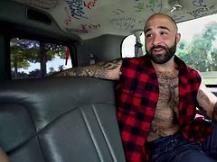 Str8 BBC stud bareback fucks hairy ass in van for 4 cash