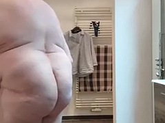 素人, 浴室, デカチン, ヨーロピアン, オナニー, シャワー, 一人, スパンキング