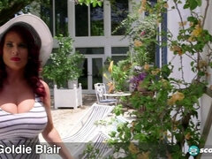 Goldie Blair Tits Play in the Sun with Her Huge Boobs & High Heels