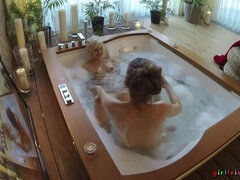 Hot Lesbians Finger Each Other In The Hot Tub