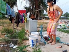 Asiático, Amarrada, Pajear, Transexual asiatica, Al aire libre, Transexual, Ducha, Maestra