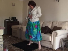 Naughty housewife getting herself wet