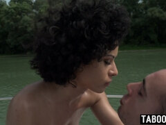 Ebony slut needs deep anal sex on a boat