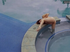 Большие сиськи, Минет, Лизание, Оргазм, Бассейн, На публике, Молоденькие, Под водой