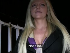 Enthousiasteling, Blond, Sperma shot, Hongaars, Geld, Buiten, Gezichtspunt, Openbaar