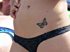 Horny Topless Teens -  Big Tits Voyeur Close up Beach Video