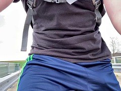 Coche, Atrapados, Despelote, Enorme, Masturbación, Al aire libre, Público, Deporte